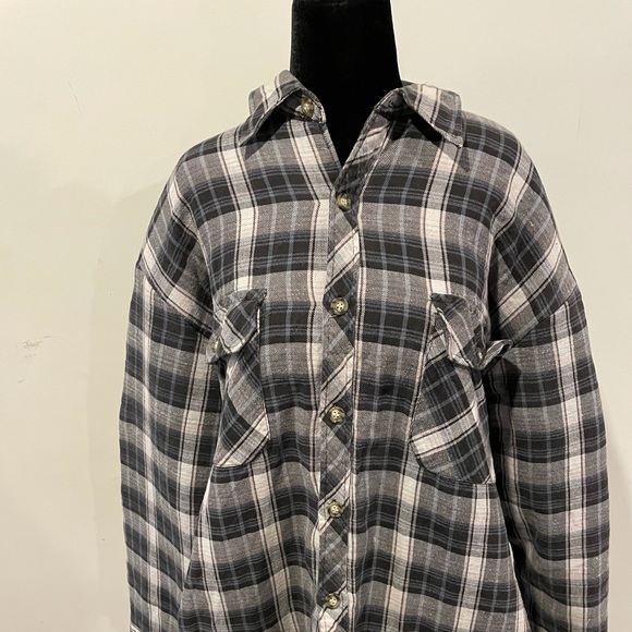 Quilted Work Centre Plaid Shacket Oversize Size XL Men or XXL Women Warm Jacket - Picture 6 of 15